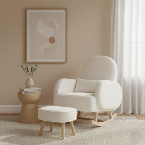 Levede Rocking Chair Nursery Rocker Armchair Lounge Lazy Sofa Ottoman Footstool - Beige