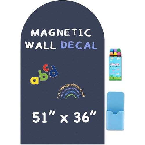 Large Arch Magnetic Wall Decal - 51" x 36" Matte Finish Chalkboard Sticker for Wall - Magnetic Board for Playroom, Home Classroom(Navy Blue)