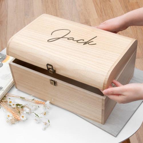 Personalised Engraved Name Keepsake Chest - Baby Memory Box, Keepsake Box, New Baby Gift