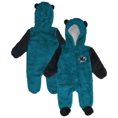 Infant & Newborn San Jose Sharks Outerstuff Teal Stay Napping Fleece Bunting Full-Zip Hooded Sleeper