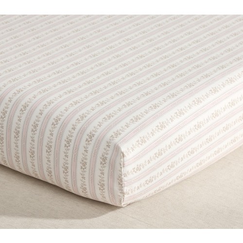 LoveShackFancy Garden Rose Stripe Organic Cotton Crib Fitted Sheet