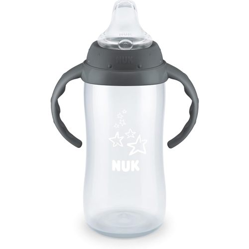 NUK Learner Cup, 10 Ounce, Tritan Gray Star – BPA Free, Spill Proof Sippy Cup