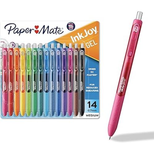 Paper Mate InkJoy Pens, Gel Pens, Medium Point (0.7 mm), Assorted Colours, 14 Count