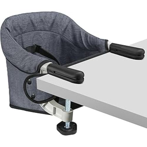 Hook On High Chair, Jozzve Baby High Chair, Portable High Chair for Travel, Foldable Fast Table Chair with Storage Bag, Baby Feeding Seat Clip On High Chair for Home and Travel (Grey)