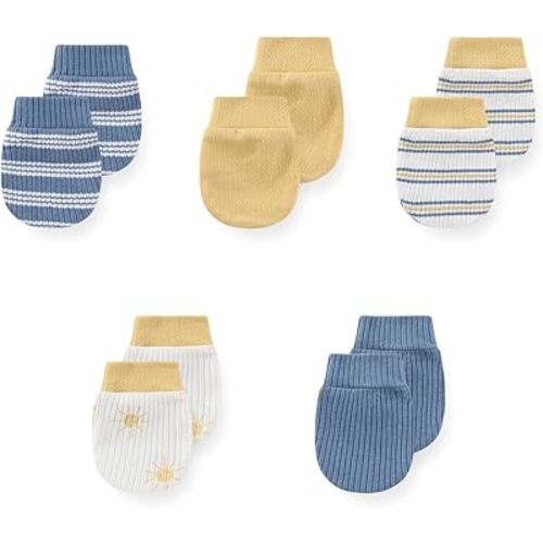 5 Pack Unisex New Born Boy Girls Anti Scratch Mittens Cotton Soft Baby Gloves 0-3 Months Infant Essentials