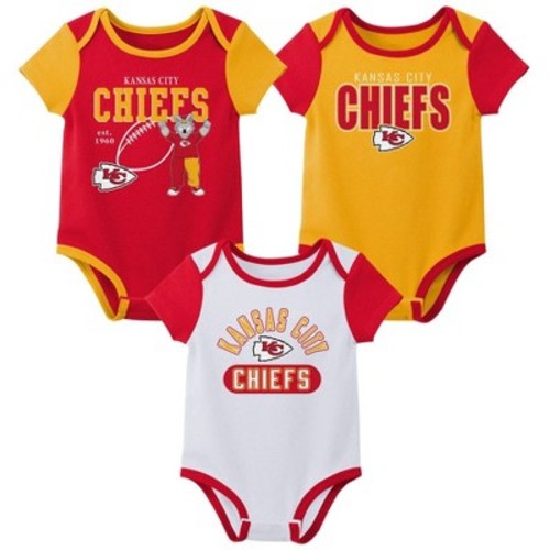 NFL Kansas City Chiefs Boys' White 3pk Bodysuit - 3-6M