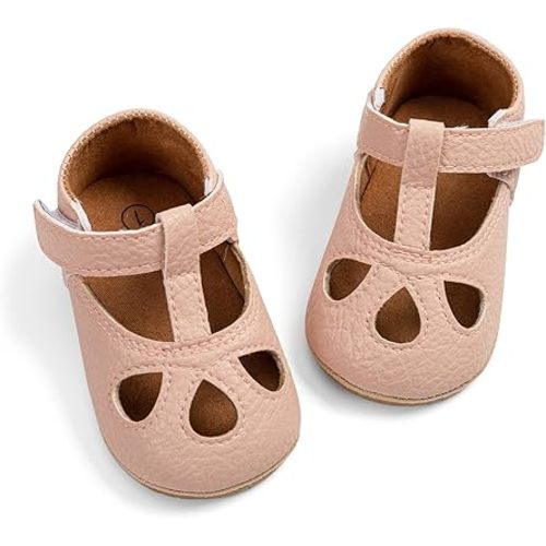 SOFMUO Baby Boys Girls Lace Up Leather Sneakers Soft Rubber Sole Infant Moccasins Newborn Oxford Loafers Anti-Slip Toddler Wedding Uniform Dress Shoes