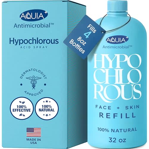 Hypochlorous Acid Spray for Face and Skin; Facial Cleanser | 32oz Refill | Antimicrobial Hypochlorous Acid Spray for Skin, Acne, Rash, Eczema, Wound | Topical Facial Cleanser Sprays; Smart Skincare