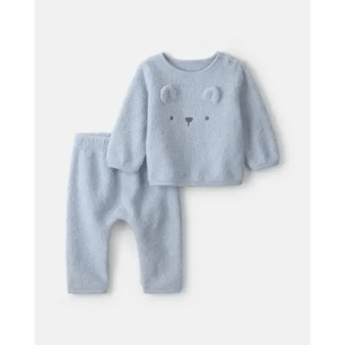 Baby Boy 2-Piece Bear Fleece Long-Sleeve Top & Pant Set - Blue | Carter's