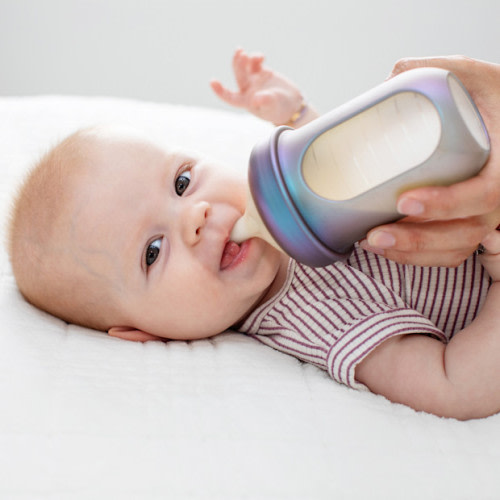 NURSH Silicone Pouch Bottles - Metallic Multi Color, 8 Oz