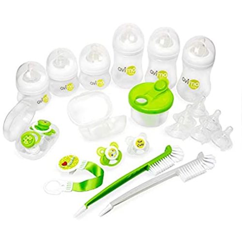 Avima Newborn Baby Bottle Starter Set. Anti-Colic Wide Neck Bottles with Slow and Medium Flow Nipples. 22 Piece Set
