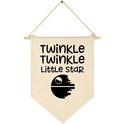 Twinkle Twinkle Little Star - Canvas Hanging Flag Banner Wall Sign Decor Gift for Baby Kids Boy Nursery Teen Room Front Door - Star Wars Quotes