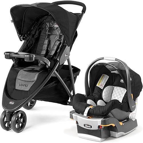 Chicco Viaro Travel System, Viaro Quick-Fold Stroller with KeyFit 30 Infant Car Seat and Base, Apex/Black