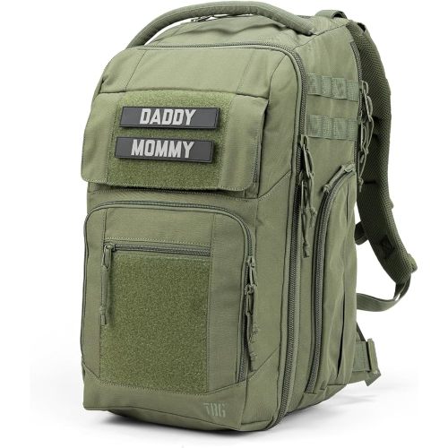 Tactical Baby Gear Everyday Tactical Diaper Bag Backpack for Dads – Includes Changing Mat, Stroller Straps, Built-In Wipes & Cooler Pouch (Ranger Green Everyday)