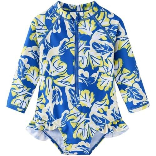 UMELOK Baby Girls' One Piece Swimsuit Rash Guard Swimwear Long Sleeve with UPF 50+ Sun Protection