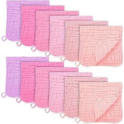 Amazon.com: BAMBOO QUEEN 12 Pack Muslin Burp Cloths - Large 20" x 10", Ultra Absorbent 100% Cotton for Baby Drool and Messes - Soft, Gentle Baby Burp Rag for Boys & Girls -Pink, Purple, Sakura Series : Baby