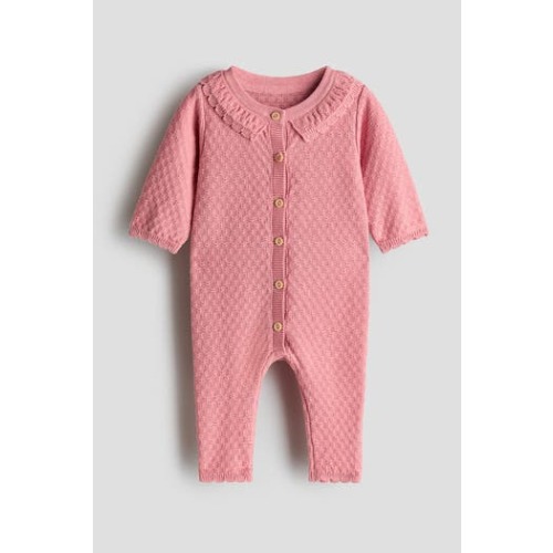 Textured-knit Cotton Romper Suit