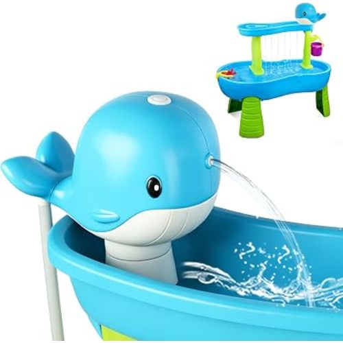 Water Table Pump,Battery Powered Whale Water Pump for Water Table Continuous Flow, Cordless, Rechargeable,No Damage Installation Outdoor Play Accessories for Kids(no Water Table Included) (Blue)