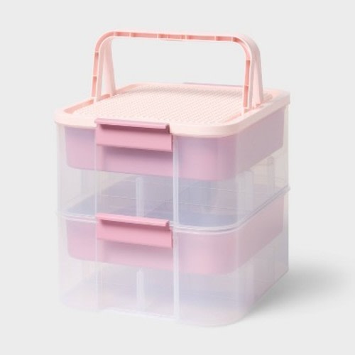 3.9gal Building Brick Play Latching Stacking Storage Pink - Brightroom™