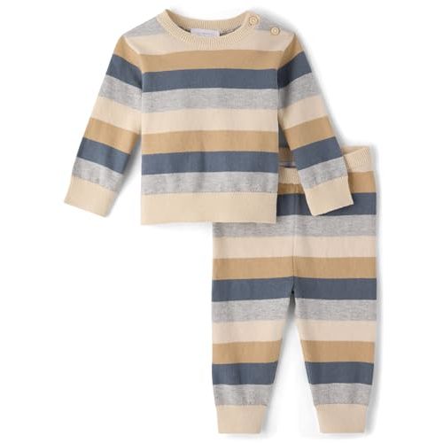 The Children's Place Baby Boys' And Newborn Long Sleeve Sweater and Pants, 2 Piece Playwear Set