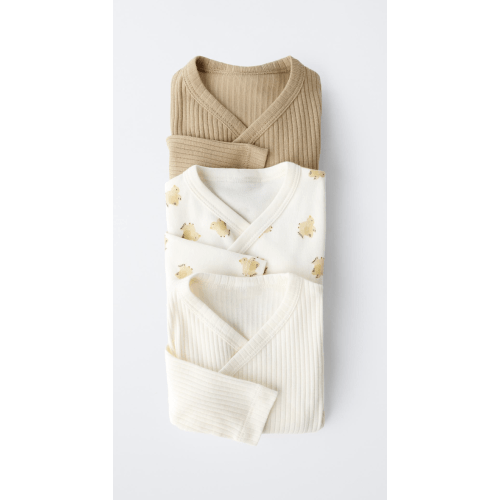 THREE-PACK OF KIMONO NECK BODYSUITS WITH BIRDS - Dark khaki | ZARA United States