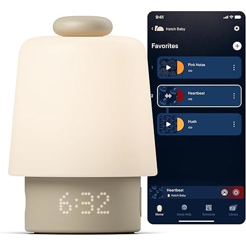 Hatch Baby Sound Machine, Night Light | Hatch Baby Model | Sleep Support | Registry Essential, Routine Builder, Time-to-Rise Alarm Clock, White Noise, Nursery Stories, Toddler Kids (Wi-Fi), Greige