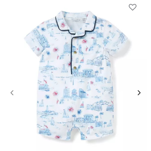 Baby White Americana Toile Baby Americana Toile Romper by Janie and Jack