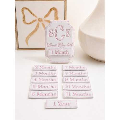 Personalized Embroidered Baby Milestone Marker Set | Custom Monthly Photo Prop