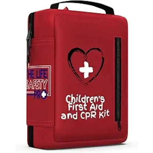 Portable First Aid Kit for Kids with CPR Shield - Ideal for Home, Car, School, Camping, and as a Travel First aid kit. Latex-Free Bandages – Children First Aid Guide by The Life Safety Pro