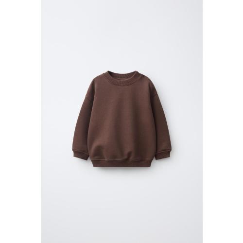 GARMENT-DYED SOLID SWEATSHIRT - Brown | ZARA United States