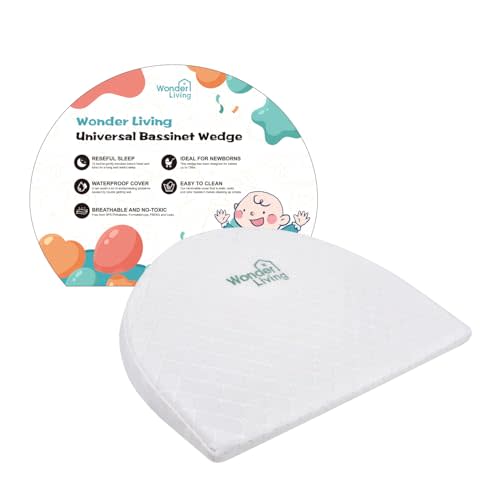 Wonder Living Baby Wedge Pillow for Newborn, Incline, Waterproof, Pregnancy Wedge, Premium Foam with Removable Cover, 15 x 12 x 2.6 inches