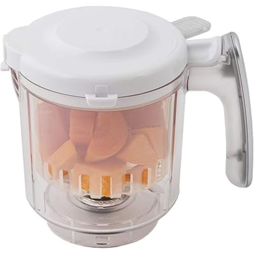 Replacement Stirring Cup & Blade with Steaming Basket for EVLA'S Baby Food Maker - White