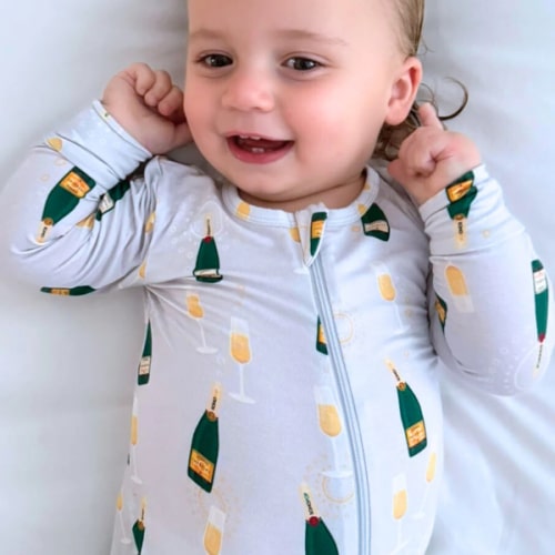 Paris Champagne Baby Bamboo Pajamas - Zippered Romper | Basically Soho