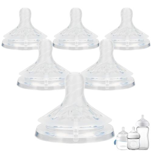 Silicone Bottle Nipples for Philips Avent Natural Baby Bottles,Size 4 Nipple,3m+,Meudim Flow, 6 Count