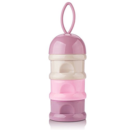 Accmor 3 Layers Baby Milk Powder Formula Dispenser On The Go, Formula Container for Travel, Non-Spill Stackable Baby Snack Storage Container with Handle, BPA Free, Purple