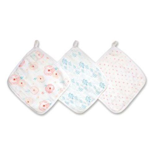 aden + anais™ essentials 3-Pack Full Bloom Washcloths in Pink - PINK - 3 PACK