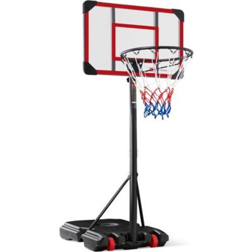 Best Choice Products Kids Height-Adjustable Basketball Hoop, Portable Game w/ 2 Wheels, Square Backboard - Clear