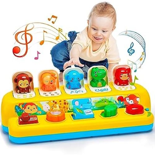 Baby Pop Up Toys with Music & Light Montessori Toys for 1 Year Old Boy Girl