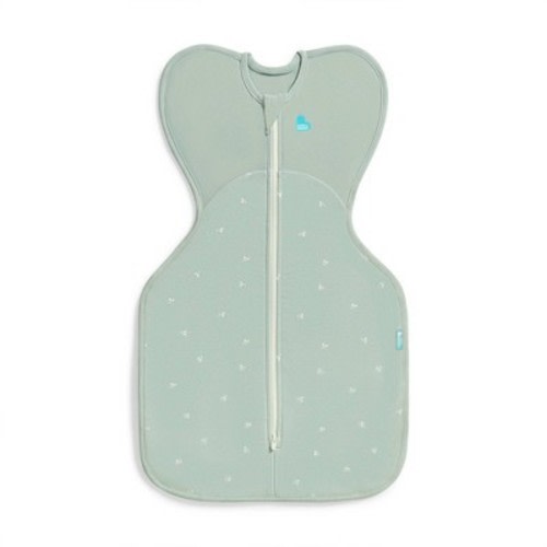 Love to Dream Baby Swaddle Up Sleep Sack - Cotton Fleece 1.5 TOG Sleeveless Wrap - Olive Twigs - NB: Two-Way Zipper, Botanical Pattern