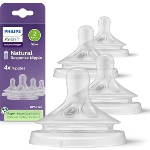 Philips Avent Natural Response Baby Bottle Nipple, Slow Flow, 4-Pack