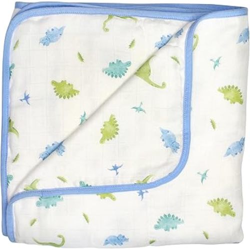 Soft Bamboo Viscose Baby Blanket, Dinosaur, Baby Boy/Girl/Unisex, 47"x47", 8-Layers