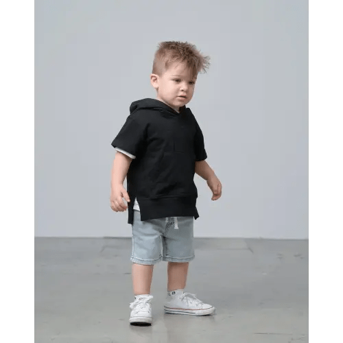Little Bipsy Short Sleeve Black Hoodie 3-4T