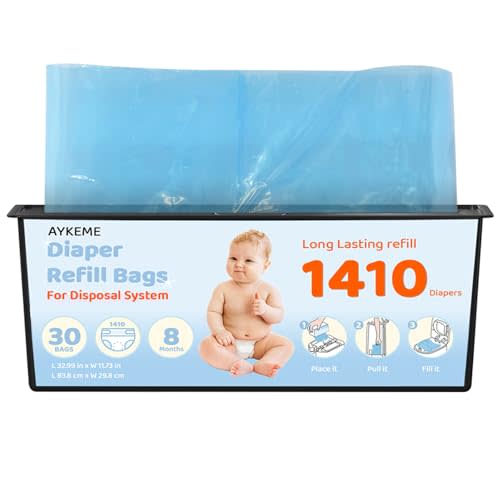 Diaper Pail Refills Bags Compatible with Genie Easy Roll Signature & Platinum Diaper Pails | 7-Layer OdorLock Technology | Up to 10 Months Use,1 Pack(30 Bags)