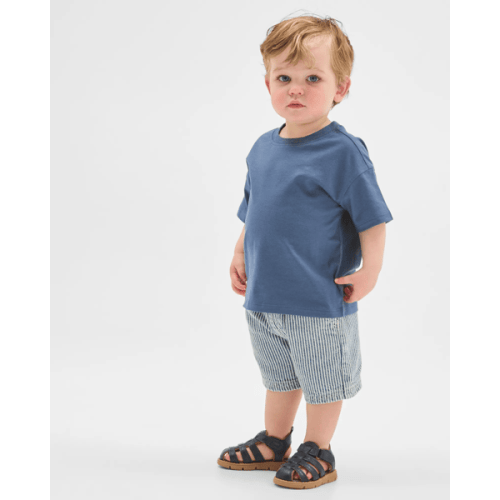 Baby Organic Cotton 3 Pack Relaxed T-Shirts - Navy Stripe/White