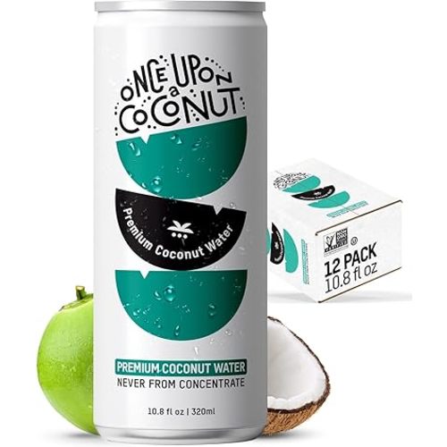 Once Upon a Coconut Premium Coconut Water - Low Calorie All-Natural Drink with Electrolytes - Non-GMO - Gluten-Free - 10.8 Fl Oz (Pack of 12)
