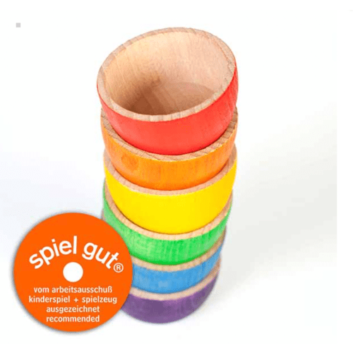 Grapat Six Wooden Bowls In Rainbow Colors European Wooden Toy For Montessori Sorting