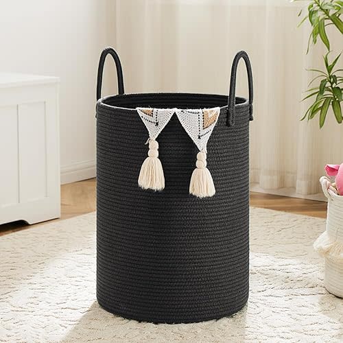 Laundry Basket,Woven Cotton Rope Laundry Hamper,60L for Decorative Storage of Dirty Clothes,Toys and Blankets in Bathroom,Baby Room and Living Room