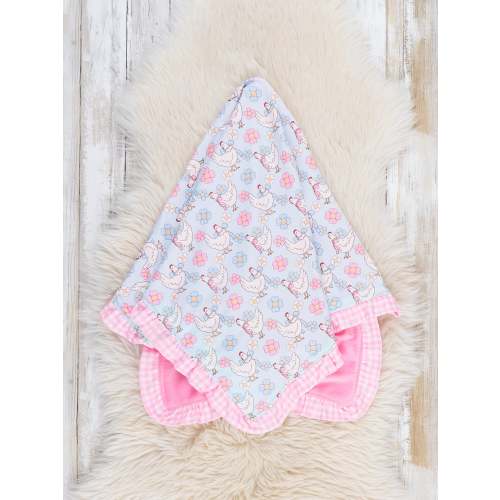 Happy Chickens Ruffle Blanket