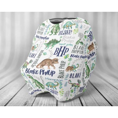 Personalized Dinosaur Car Seat Cover - Baby Car Seat Cover - Personalized Nursing Cover - Car Seat Cover - Nursing Cover - Dino - T-Rex
