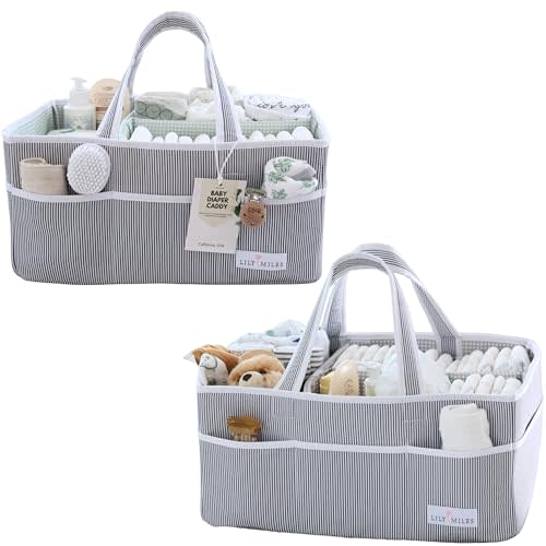 Lily Miles Diaper Caddy Organizer Bundle: Baby Gifts, Newborn Essentials, and Nursery Organization - Perfect for New Parents